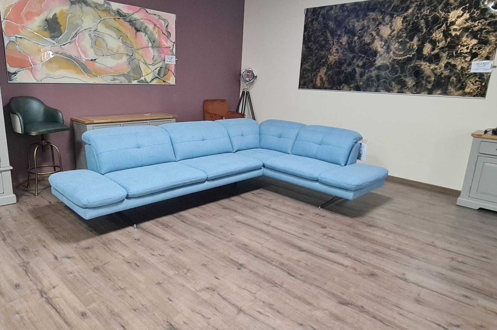 ПРОМОЦИЯ!!! Син ъглов диван от плат "DANA"