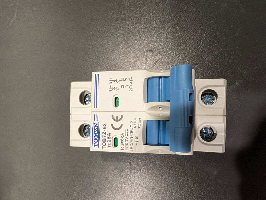 4 броя TOMZN TOB7Z-63 2P DC 1000V Solar Mini Circuit Breaker 16A