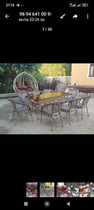 Ратан стол стулларини беланчак качела тафсия етамиз