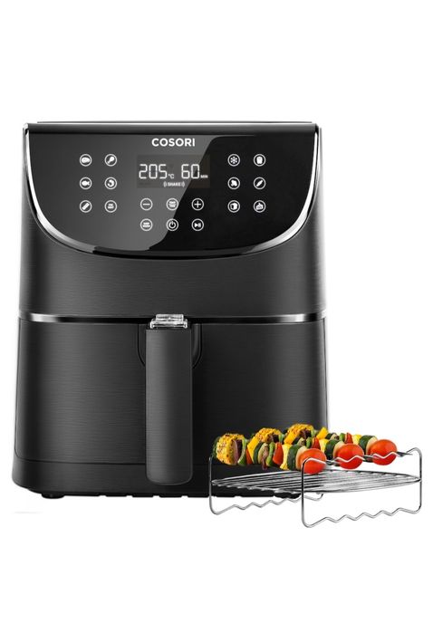 Friteuza cu aer cald  Cosori Air Fryer, Ecran digital, 11 functii de gatire presetate, 1 Grilaj pentru frigarui & 5 Frigarui,  5.5 litri, 1700W