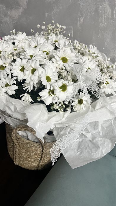 Большой букет белые цветы