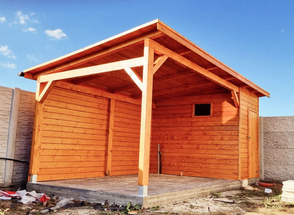 Foisor pavilion din lemn 4x3m Bucuresti montaj 4 ore terasa foisor per