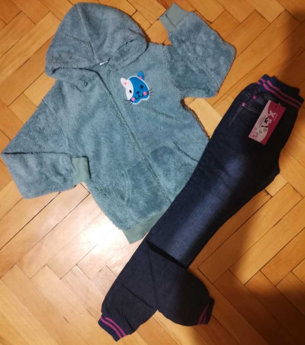 Комплект Дънки и Суитчар за Момиче