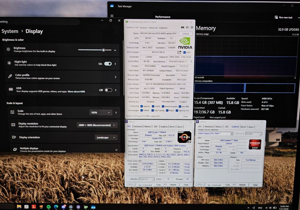 Laptop Lenovo Oled Ryzen7 RTX 4060 32gb