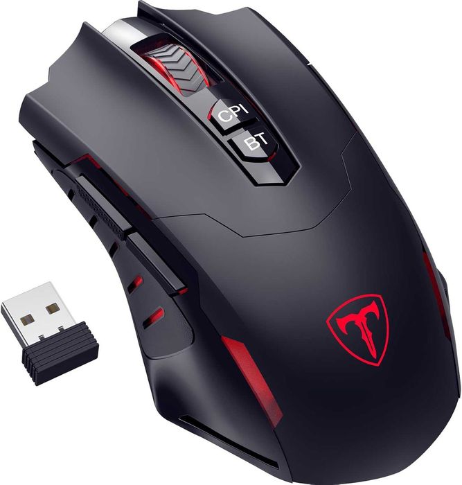 Безжична геймърска мишка RisoPhy PC400 с 8000 DPI, 2.4G и Bluetooth двойна връзка