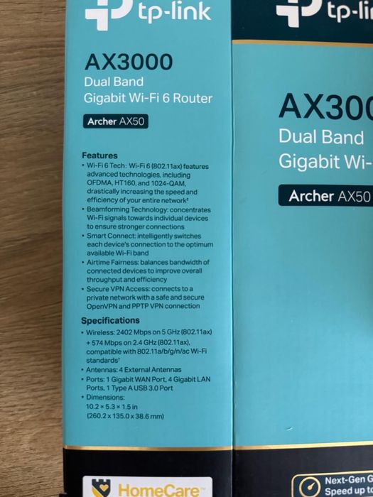 РУТЕР TP-LINK ARCHER AX50 /AX3000 Dual-band, WI-FI 6, Gigabit