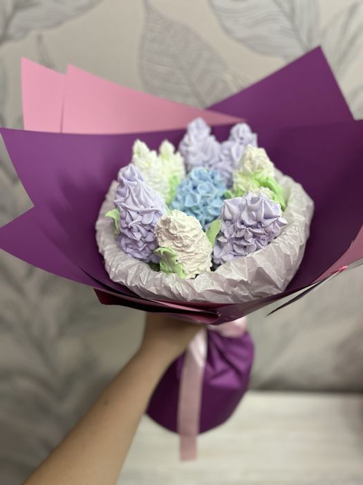 Букет на пасху украшения для кулича цветы из зефира