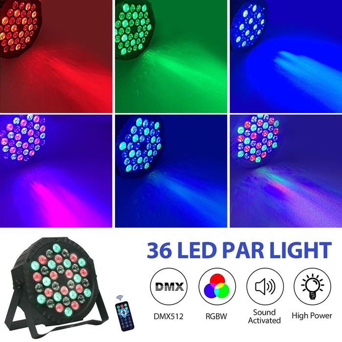 Spot LED PAR 72W RGB DMX512 cu Telecomandă – Lumină Disco DJ Petreceri