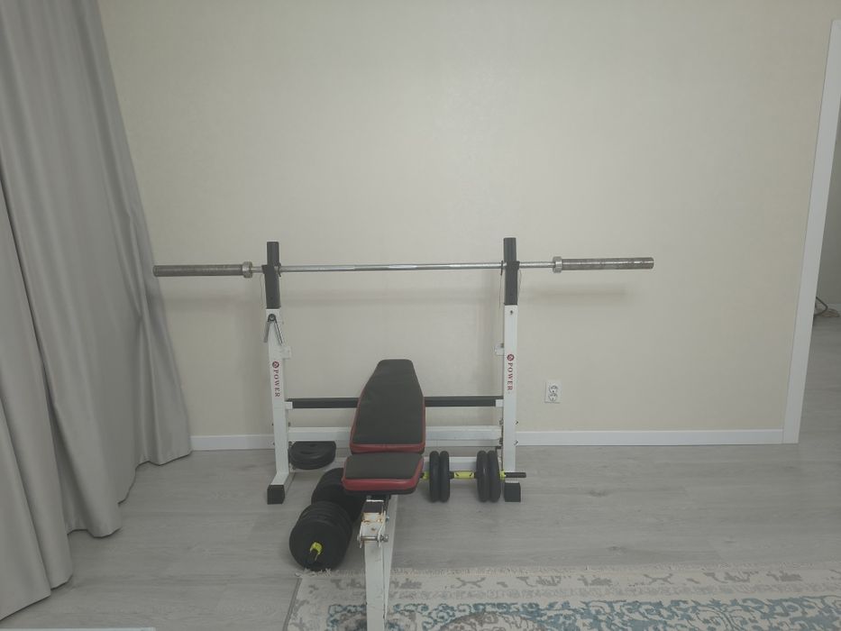 Скамья штанга блины