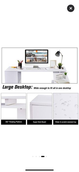 Birou Homcom pe Colt din Lemn Alb 140x120x78,2cm