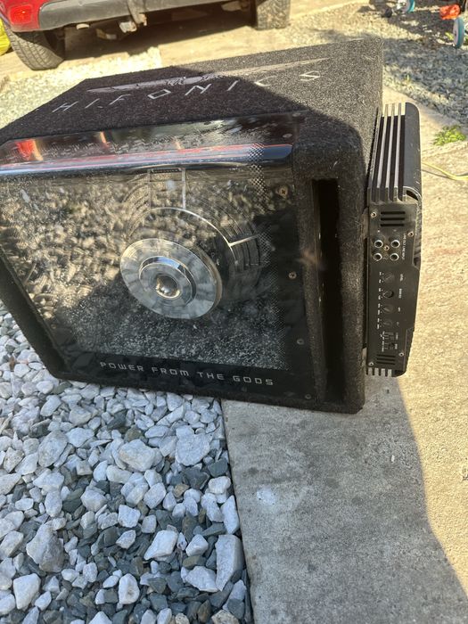Subwoofer auto Hifonics + amplificator Magnat – sistem complet bass puternic