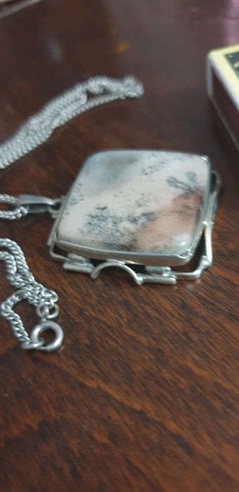 Подвес кулон моховый агат мельхиор