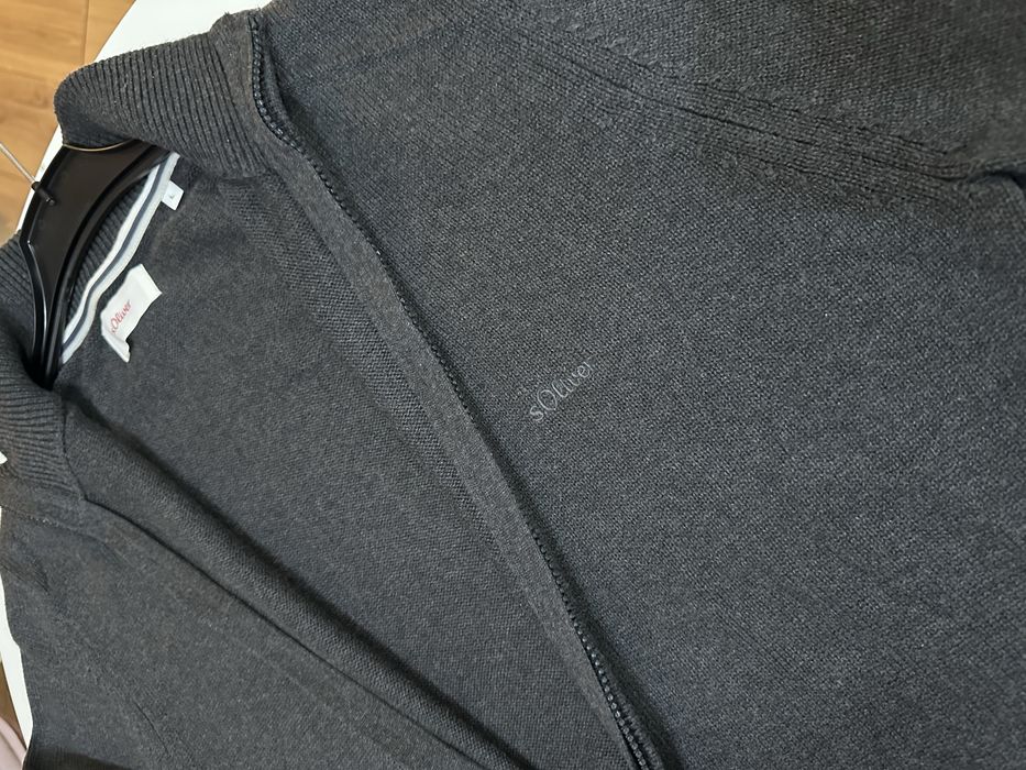 Pulover cu fermoar/Cardigan gri inchis S. Oliver