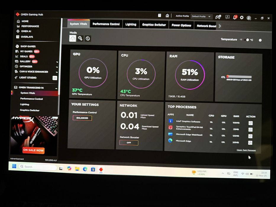 Laptop gaming HP Omen Transcend 14-fb0175ng, 14.0" 2.8K OLED 120Hz