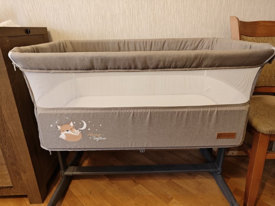 Бебешка кошара с подвижна стена Cangaroo - Always Together, бежова