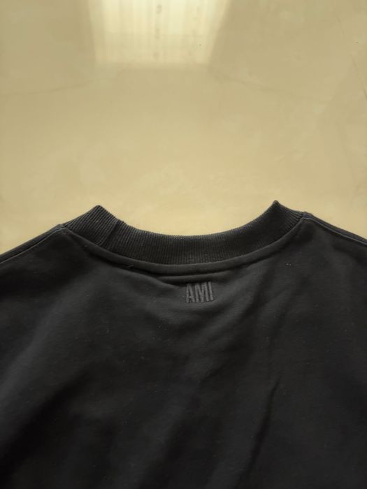 Bluză AMI Paris Negru Crewneck (Material Sweatshirt) Inima Roșie M Nou