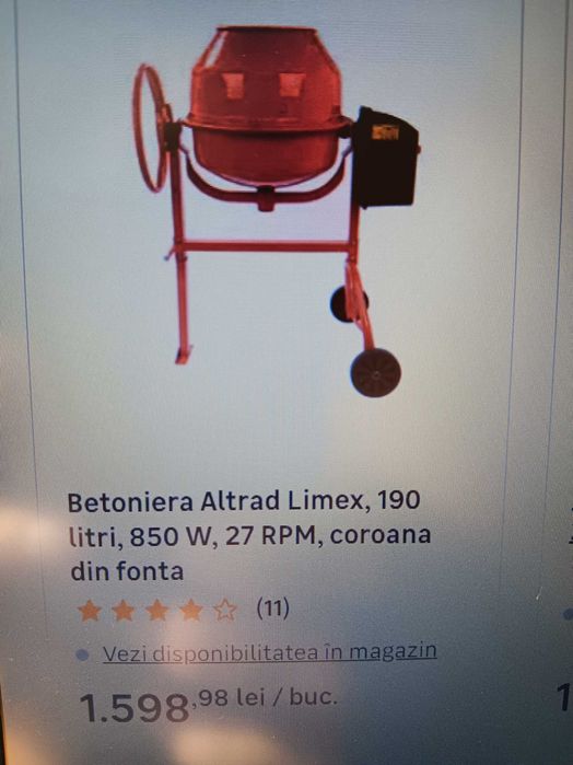 Betoniera noua, 190 litri, 850w