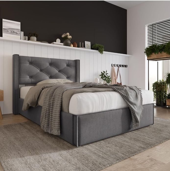 Pat simplu hidraulic 90 x 200 cm cu spațiu de depozitare și somieră