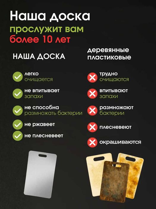 Разделочная доска из нержавейки — 3 размера в одном наборе, d1
