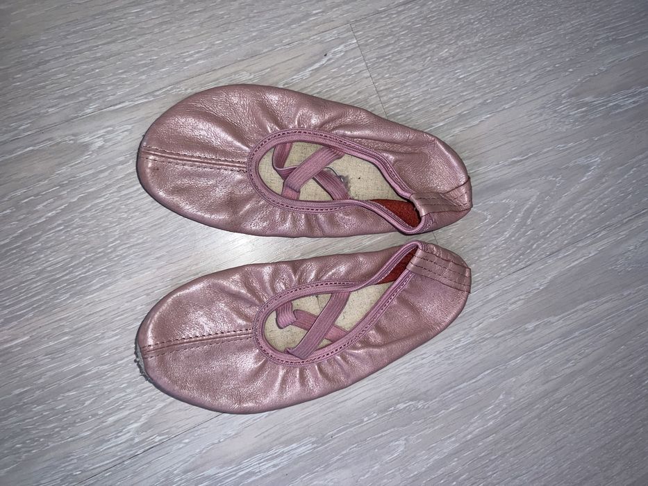 Balerini piele roz cu barete/elastic