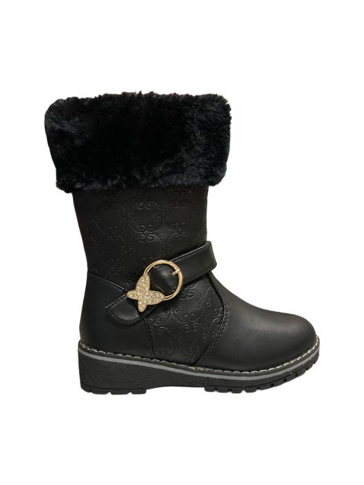 Детски  ботуши в черно със цип