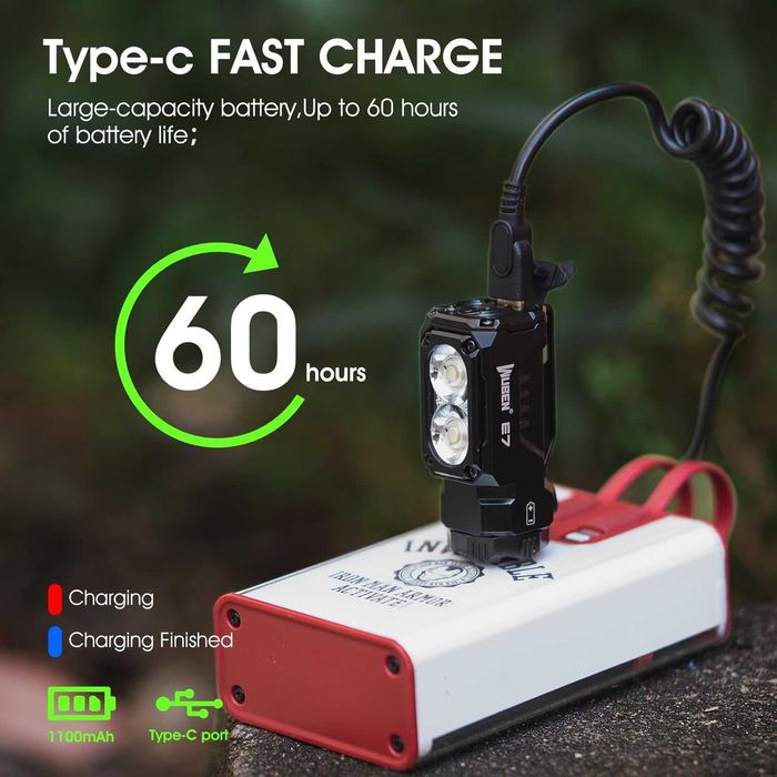 Супер мощен EDC Фенер WUBEN E7 (1800 Лумена) - Магнит & USB-C