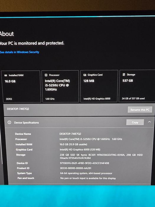 Intel Nuc i5 16gb ram ssd 240gb
