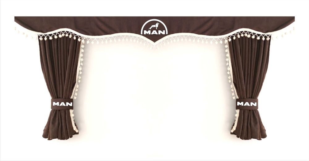 Комплект пердета за камион + кукички кафяви с бежови пискюли