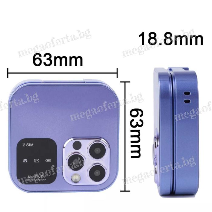 ПРОМОЦИЯ! i16 PRO Мини Сгъваем Мобилен Телефон с две сим карти