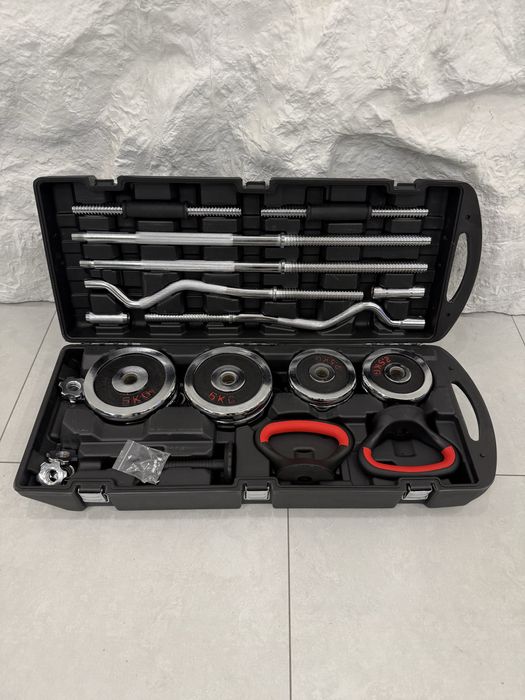 Комплект набор гантелей 55кг + скамья для жима - пресса