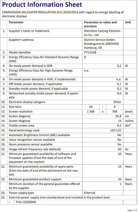 Чисто нов преносим телевизор Desobry 14.1" Full HD с батерия (DVB-T2, HDMI, USB)