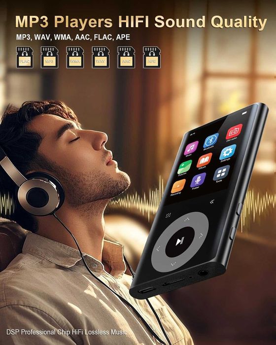 64GB MP3 плейър с Bluetooth 2.4" екран Hi-Fi звук без загуби Bluetooth MP3 плейър