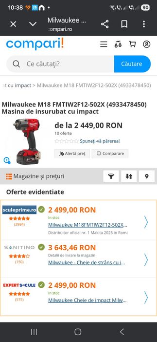 Pistol impact roti Milwaukee M18 FMTIW2F12