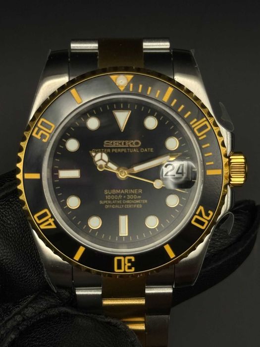 Ceas Seiko 39mm Submariner automatic "Bumblebee"