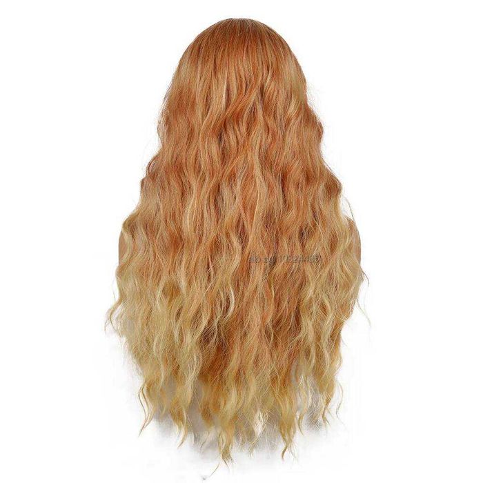 Оранжева къдрева перука с руси краища на път