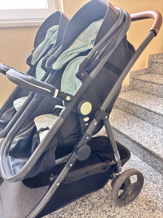 Chipolino Duo Smart Mint детска количка за близнаци/ Добро състояние