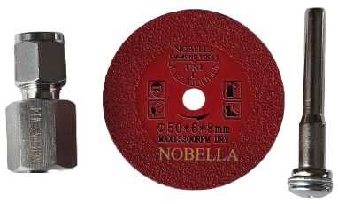 Мини диамантен диск Ø50 мм., комплект с ос и адаптер М14 за ъглошлайф