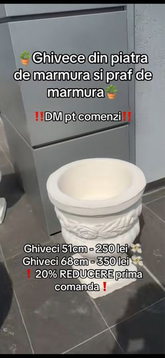 Vaza de flori din beton cu praf de marmura