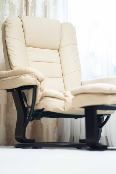 Fotoliu recliner piele bej rotativ 360