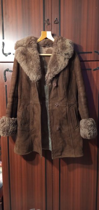 Дамско зимно яке-еко кожа, вълнено, кожух ,манто-намалено
