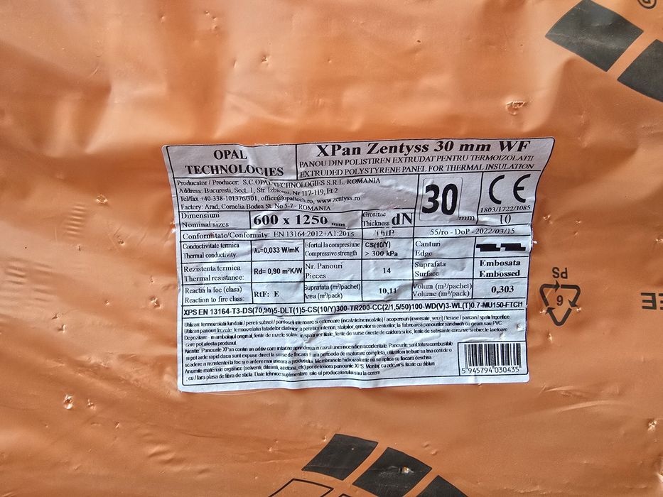 Polistiren extrudat 3 x 600 x 1250, Zentyss, 2 pachete = 20,2 mp