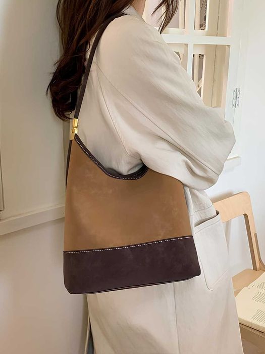 Сумка шоппер 2 в 1 женская, хобо на плечо, замшевая, повседневная