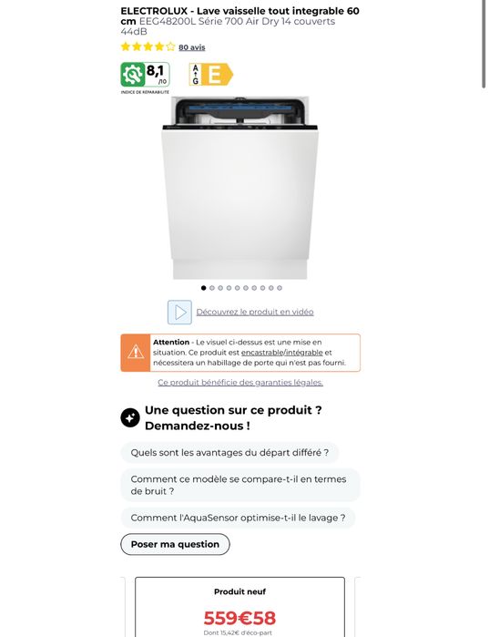 Mașină de spălat vase încorporabilă Electrolux EEG48200L