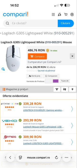 Mouse Gaming Wireless LOGITECH G305 Lightspeed
