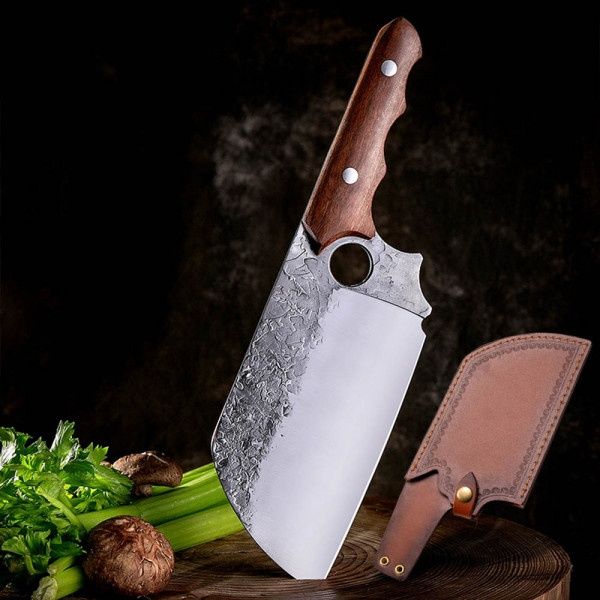 Масивен месарски сатър Cutler c кожена кания