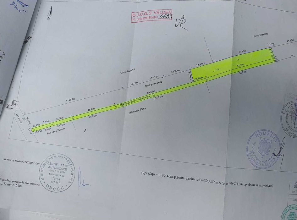 Teren 1200 mp curti constructii si cota 
drum Rm Valcea Goranu Lespezi