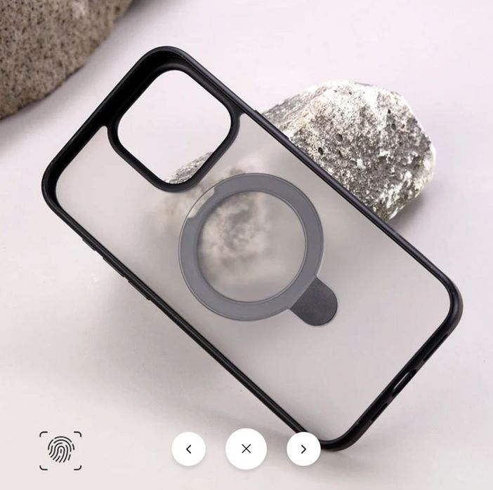Carcasă magnetică Joyroom JR-BP004 de protecție cu suport pentru iPhone 15 Pro (transparent) / Husa silicon Magsafe Transparenta
