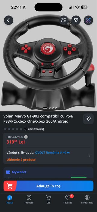 Vand volan gaming Marvo GT-903 ca nou