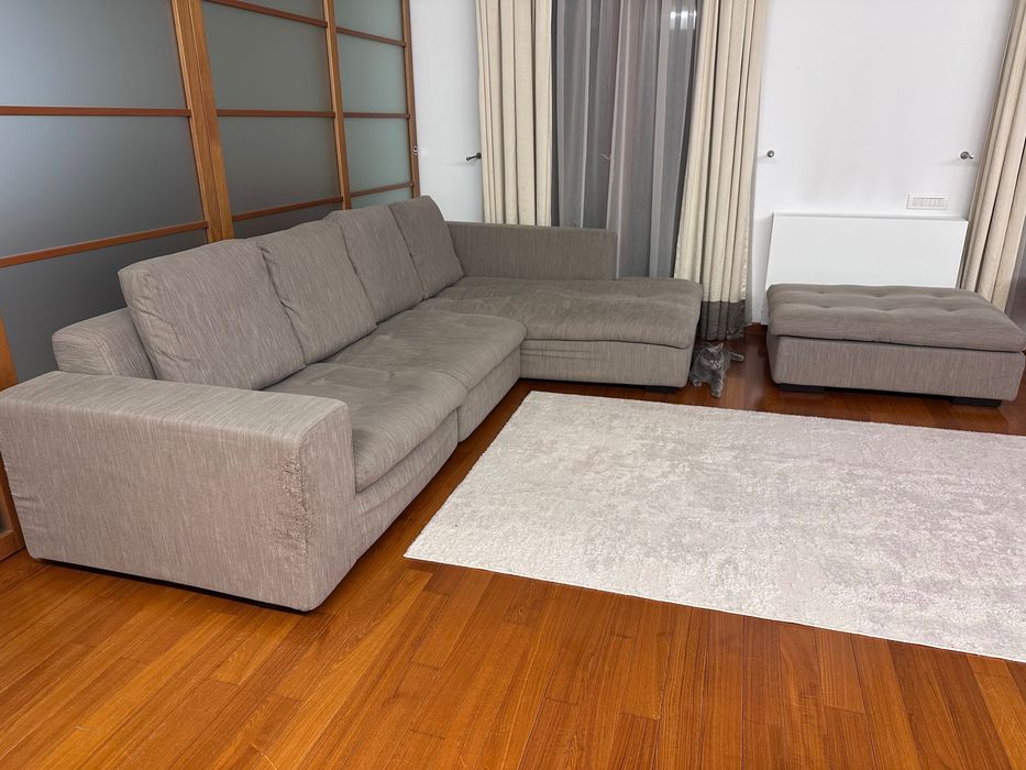 Canapea de colt, cu puf de gasca, tesatura bumbac