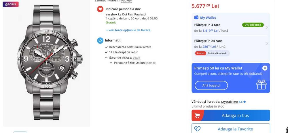 Ceas Certina DS Podium GMT Titan Edition